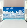 thumbnail image 1 of Ocean Headboard, Paradise Beach Tropical Hawaiian Exotic Sky Color with Clouds Scenery, Upholstered Decorative Metal Bed Headboard with Memory Foam, Twin Size, Turquoise White, by Ambesonne, 1 of 4