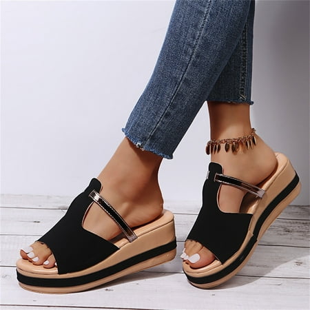 

Slippers for Women Clearance Under $10 AXXD Women s Shoes Flat Shoes Ladies Beach Sandals Summer Non-Slip Causal Slippers for Reduce Black 9