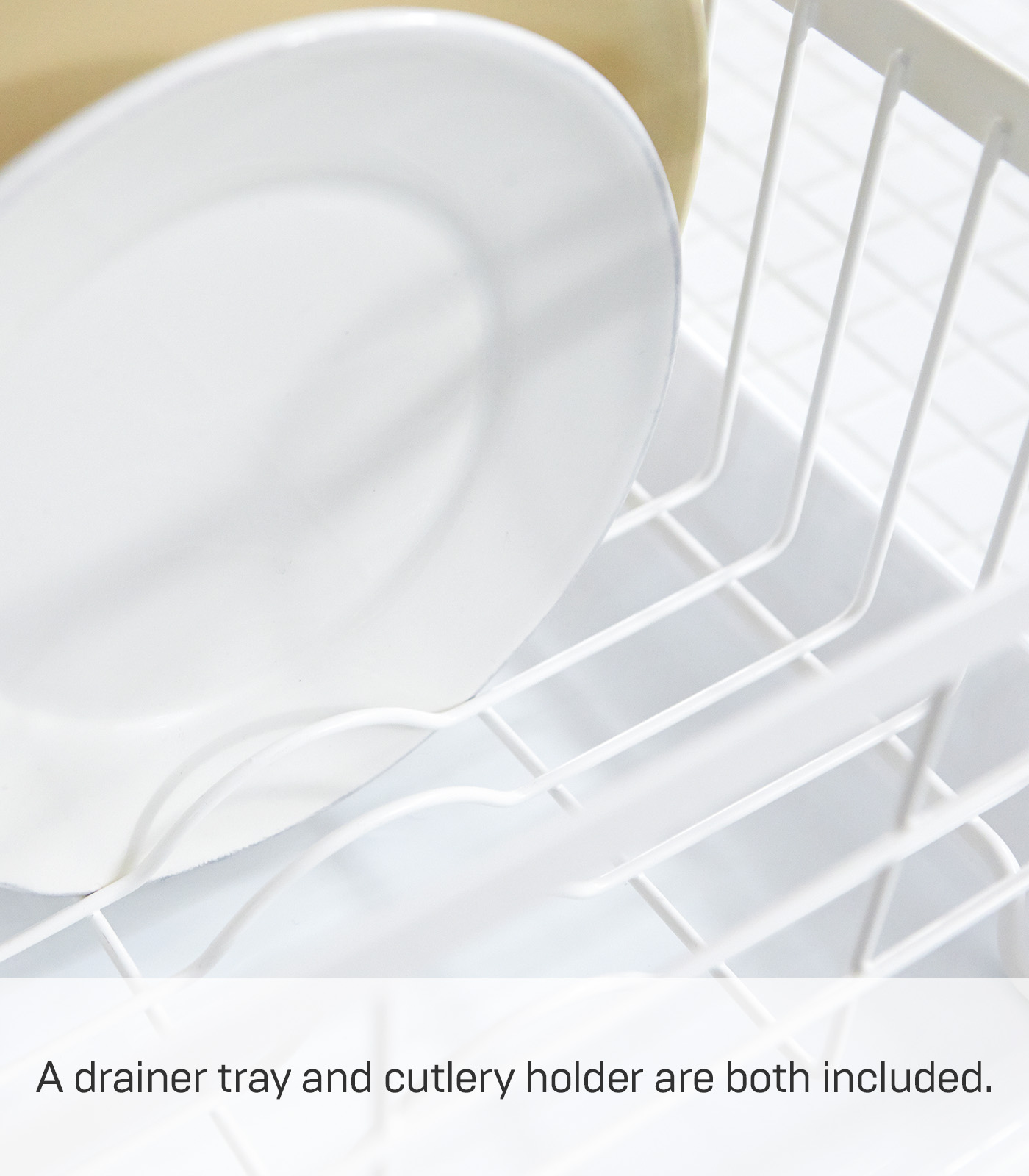 Yamazaki Home Dish Rack, White, Steel + Wood, Nepal Ubuy