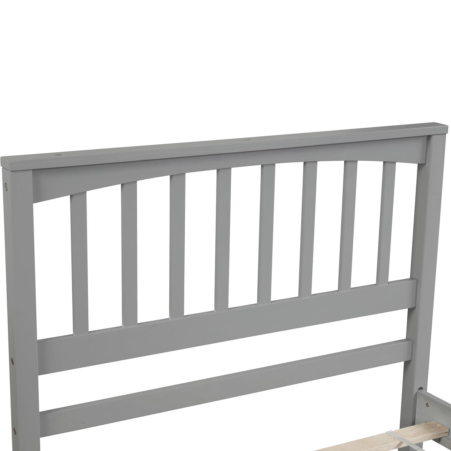 Gewnee Twin Platform Bed,Solid Wood Platform Bed Frame with Headboard&Footboard,Gray