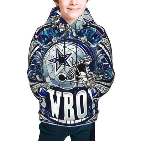 DCC_Cowboys Full width hooded hoodie for teenagers for Boys and Girls Sports Football Team Logo for Baseball Fans Gifts