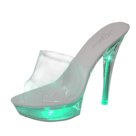 

NECHOLOGY New Casual Slipper Lady Slides With Square Head Transparent Sexy High Heeled Shoes With Colorful Sandals for Women Slide Green 7.50