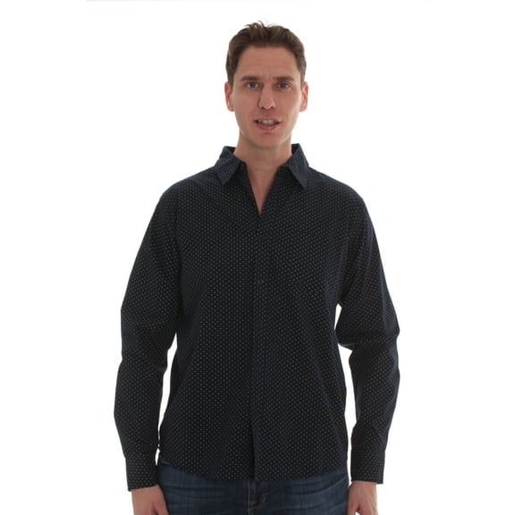 Whiskey and Oak Mens Slim Fit Long Sleeve Button Down Shirts 67904 (Navy, Medium)