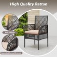 thumbnail image 3 of Tappio 4 Piece Outdoor Rattan Furniture Patio Conversation Set, Wicker Sofa Outdoor Patio Sets with Cushions and 2-Tier Table for Yard, Pool or Backyard, Beige, 3 of 9