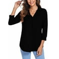 thumbnail image 3 of Cindysus Womens Top V Neck Blouse Pullover Baggy Loose Tunic Shirt Street Casual Black S, 3 of 4
