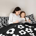 thumbnail image 5 of Homewish Black White Flowers 7-Piece King Bedding,Kawaii Floral King Bed in a Bag,Black Reversible, 5 of 8