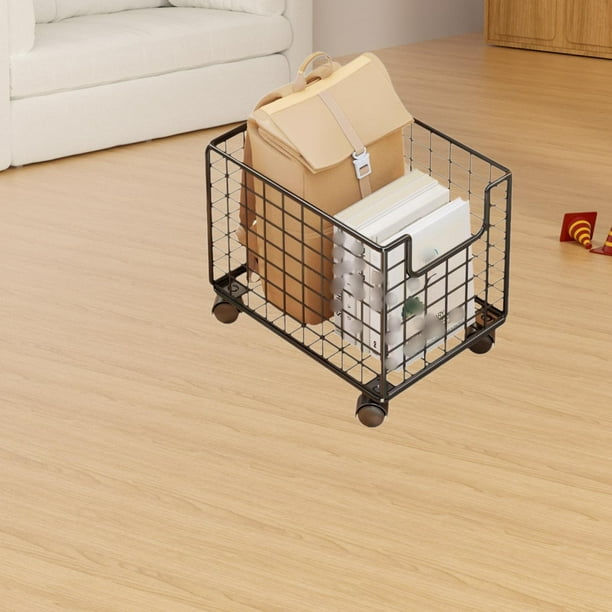 Organizador debajo del escritorio con ruedas, estante decorativo, carrito utilitario negro, archivador rodante para espacios pequeños, mesa, bolso