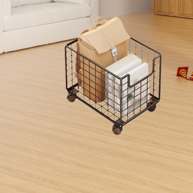 Organizador debajo del escritorio con ruedas, estante decorativo, carrito utilitario negro, archivador rodante para espacios pequeños, mesa, bolso