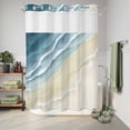 thumbnail image 6 of No Hook Shower Curtain, Haze Blue Beach Coastal Shower Curtains for Bathroom with See Through Top Window, Summer Ocean Nautical Seaside Waterproof & Washable Bath Curtain Extra Long 72"x84", 6 of 9