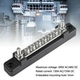 thumbnail image 4 of 6 Way Bus Bar Terminal Block 300V AC/48V DC 130A AC/150A DC Professional Power Distribution Block Bus Bar Durable Auto Marine Power Distribution Earthing Block with Cover for Car, 4 of 7