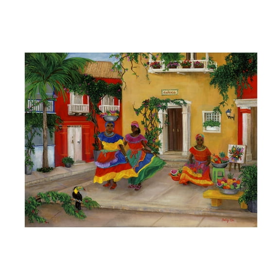 Canvas Wall Art - Betty Lou 'Caribbean Ladies' Wall Art for Living Room, Bedroom, or Office Décor by Trademark Fine Art - 19 x 14 Inches