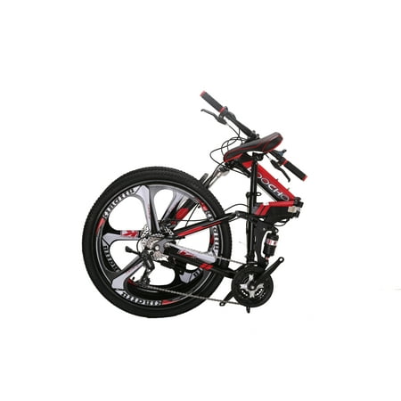 LOOCHO 21 Speed Foldable Mountain Bike 26 Inches 3-Spoke Wheel Dual Suspension Dual Disc Brake MTB Tire (The Best Dual Sport Bike)