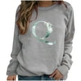 thumbnail image 3 of Pompotops Hiver Femmes Décontracté Manches Longues Hauts Dames Imprimé Chandail en Molleton Blouse Tee Chandail Liquidation, 3 of 4