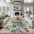 thumbnail image 4 of Rectangle Area Rug 5x8ft,Bohemian Teal Floral Rustic Tulip Washable Carpet Non-Slip Runner Accent Rugs Indoor Floor Mat for Bedroom Living Room Decor,Watercolor Butterfly Vintage, 4 of 9