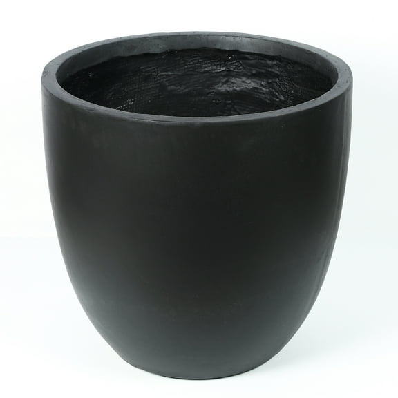 LuxenHome Black MgO Round 17.2in. H Outdoor Planter