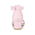 thumbnail image 2 of BLISSFUL STEP Women's Shoes Open Toe Block Heel Ankle Strap Sandals Pink 8, 2 of 7