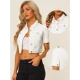 thumbnail image 2 of Chaqueta Corta Informal Para Mujer De Manga Corta Vaquera Blanco L, 2 of 6