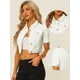 thumbnail image 2 of Chaqueta Corta Informal Para Mujer De Manga Corta Vaquera Blanco L, 2 of 6