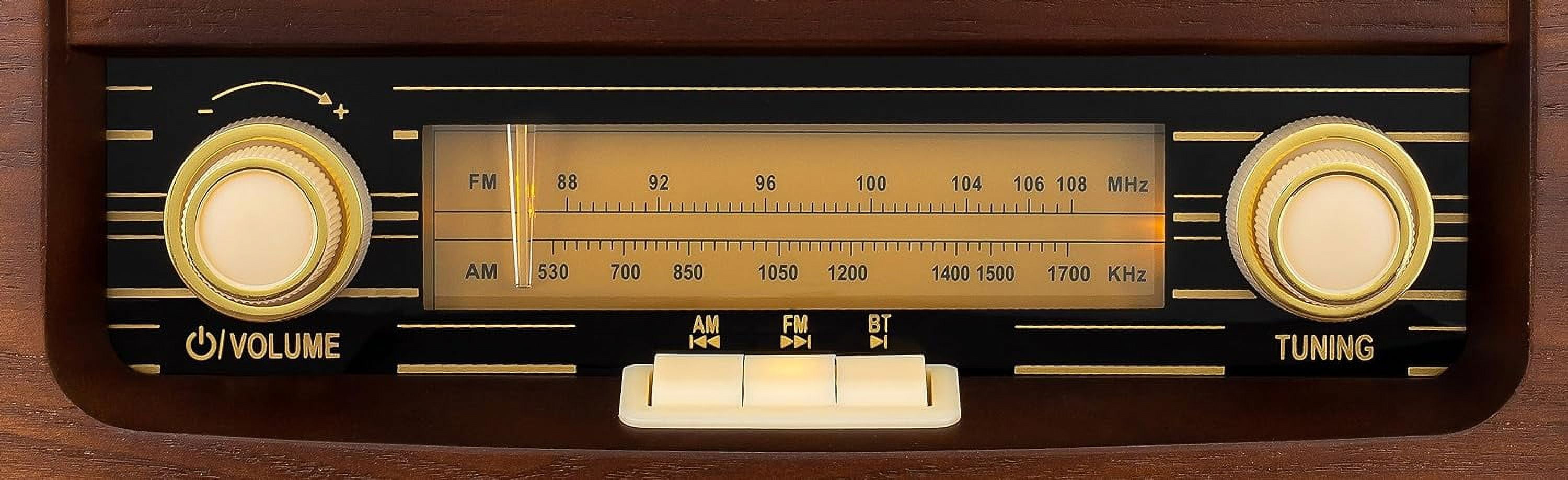ClearClick VR47 Bluetooth Corded Electric Backlight Portable AM/FM Radio, Brown