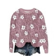 thumbnail image 2 of Cavosen Pullover Sweatshirts for Women Knit Daisy Print Sweatshirts Long Sleeve Round Neck Hollowed Out Sweatshirt Coats Lightweight Holiday Tops Trendy Casual Winter Clothes, 2 of 5