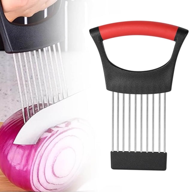Oleegame 1PC Potato Fry Cutter Meat Insertion Pin 430 Stainless Steel Lemon Slicer Steak Looser Pin Onion Pin Cutting Vegetable Guard Fixer