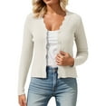 thumbnail image 2 of Cropped Cardigan Sweaters for Women 2025 Lightweight Long Sleeve V Neck Button Down Knit Shrugs Bolero, 2 of 5
