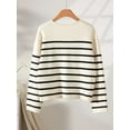 thumbnail image 5 of Classic Striped Button-Up Sweater (S, Beige), 5 of 5