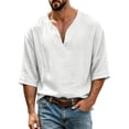 thumbnail image 2 of VgaVtl T Shirts for Men V-Neck Elbow-Length Summer Casual Lightweight Clothes for Men Plain Sports Breathable, 2 of 7