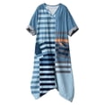 thumbnail image 3 of SONXAHE Women's Stripe Patchwork V Neck Maxi Dress Pocket Oversized Coastal Long Dress, 3 of 3