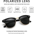 thumbnail image 2 of Gafas de sol polarizadas retro redondas semi sin montura protección UV para hombres/mujeres, negro, 2 of 4