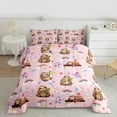 thumbnail image 2 of Manfei Lovely Sloth Full Size Comforter Sets,Jungle Wildlife Bedding Comforter Set,Pink Brown Bedding Sets For Kids Girls,Microfiber Bedroom Decor Reversible,3pcs, 2 of 8