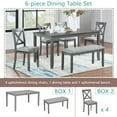 thumbnail image 4 of UHOMEPRO 6 Piece Dining Table Set with Bench and Chairs, Dining Table Set for 6, Rectangular Wooden Dining Table with 4 Upholstered Chairs and Bench, Dining Room Set for Kitchen, Gray B, 4 of 12