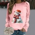 thumbnail image 2 of miqiqism Long Sleeve Top for Women Comfy Crew Neck Tunic Tops 2024 Fall Sweatshirt Casual Loose Trendy Tunic Sweatshirts Juniors Merry Christmas Shirt,Pink,Medium, 2 of 4