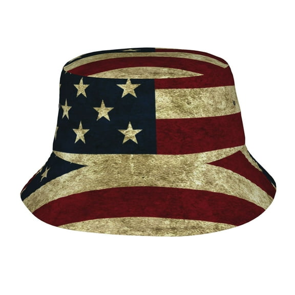 Vintage Flag Of Unite State Bucket Hat Beach Sun Outdoor Summer Travel Cap Packable Fisherman Hat for Women and Men