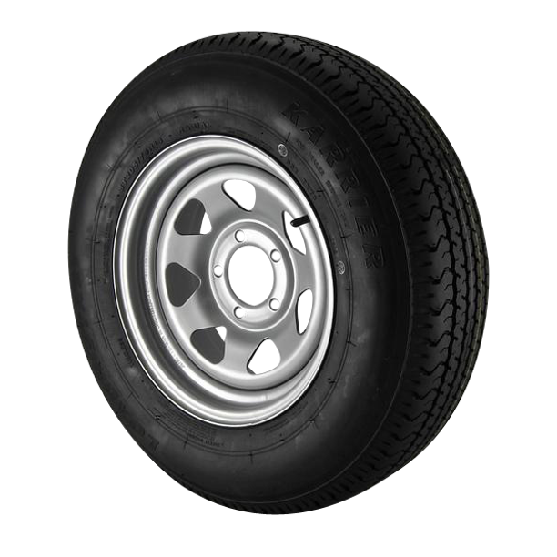 ST205/75R14 Loadstar Trailer Tire LRC on 5 Bolt Silver Spoke Wheel
