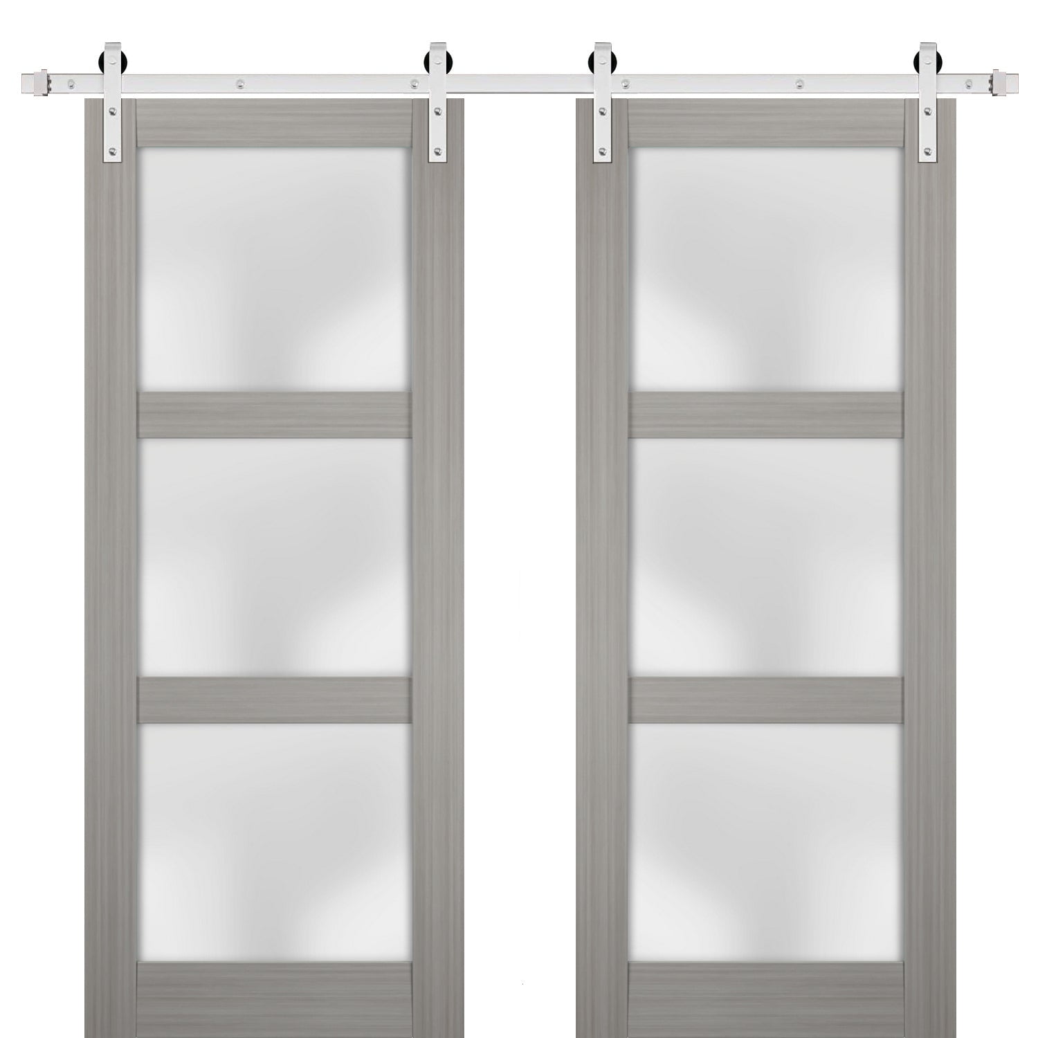 Sturdy Double Barn Door 60 x 80 inches with Frosted Glass Lucia 2552