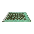 thumbnail image 2 of Ahgly Company Machine Washable Indoor Round Oriental Turquoise Blue Traditional Area Rugs, 7' Round, 2 of 4