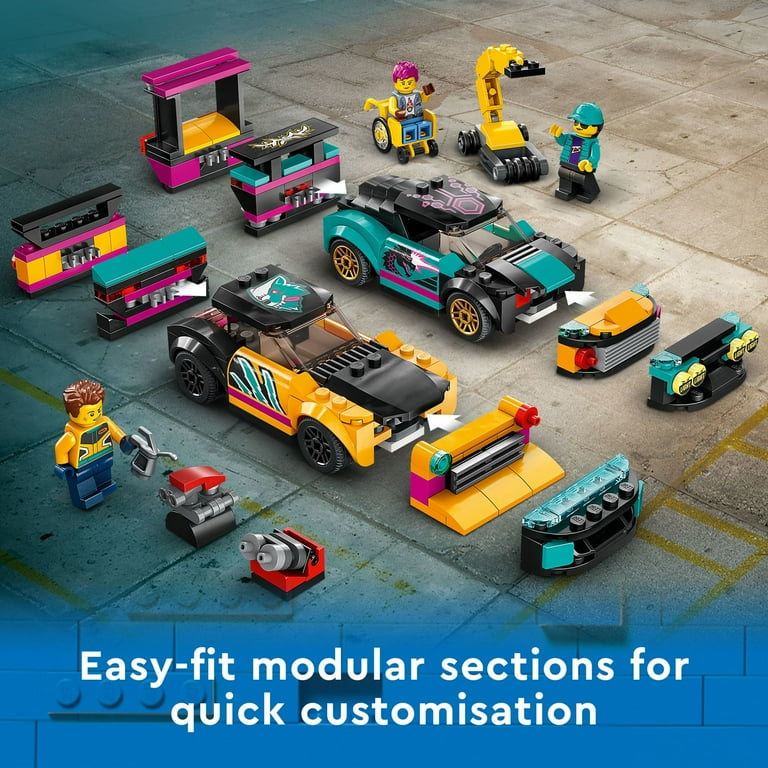 LEGO City Custom Car Garage 60389 Toy Garage Building Set with 2 Cutomizable Cars Pretend Play Mechanic Toy with 4 Mini Figures Birthday Gift Idea