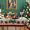 thumbnail image 3 of Christmas Poinsettia Print Tablecloth Waterproof Rectangle Holiday Table Cloth for Dinning Room,60"×84", 3 of 5