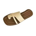 thumbnail image 1 of Slide Sandals for Women Flat Toe Ring Square Toe Soft Sole Non Slip Beach Summer Leather Sandals White, 1 of 3