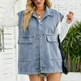 thumbnail image 3 of Defitshape Women's Denim Vest Jean Vest Button Down Sleeveless Blue Medium, 3 of 5