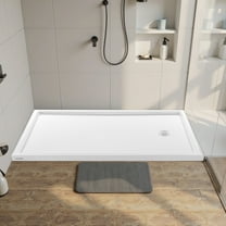 VEVOR Shower Pan, 60″ L x 36″ W Single Threshold Shower Base, Rectangle Acrylic & PVC Showering Base in White, Slip-Resistant Showering Pan Bases with Drain & Cover for Bathroom,Right Drain Location