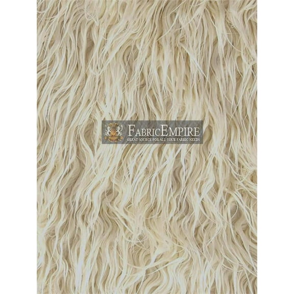 Faux/Fake Fur Mongolian Fabric Sold by The Yard (Beige)