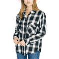 thumbnail image 4 of Sanctuary Women's Plaid Cuffed Sleeve Collared Button up Top Black Size Medium, 4 of 6