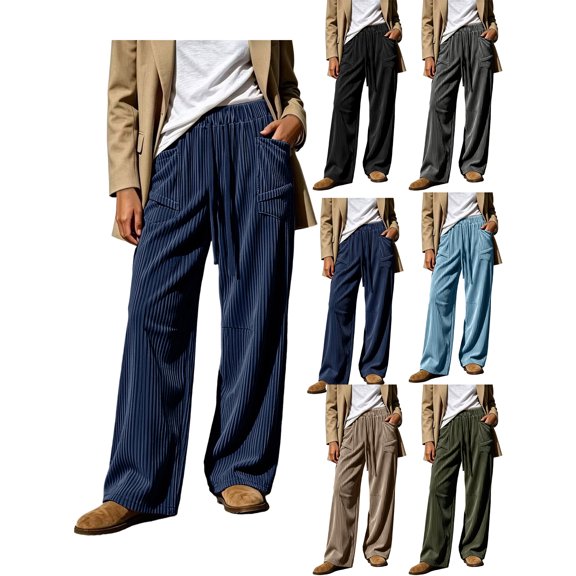 Trousers for Women High Rise Flared Wide Leg Slacks with Front Crease, Versatile Business Casual Pants