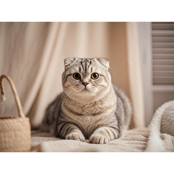 Scottish Fold Cat Kitten 5D Diamond Art DIY Kits Diamond Painting Full Round Drill Rhinestones by Number Embroidery Arts and Crafts for Living Room Home Wall Decor 12x16 inch / 30x40cm