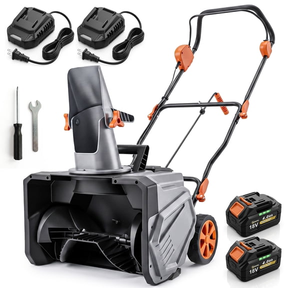 40V 18-Inch Cordless Snow Blower with 1400W Brushless Motor, PU Auger, 12-Inch Depth, 2x4.0Ah Batteries & Charger