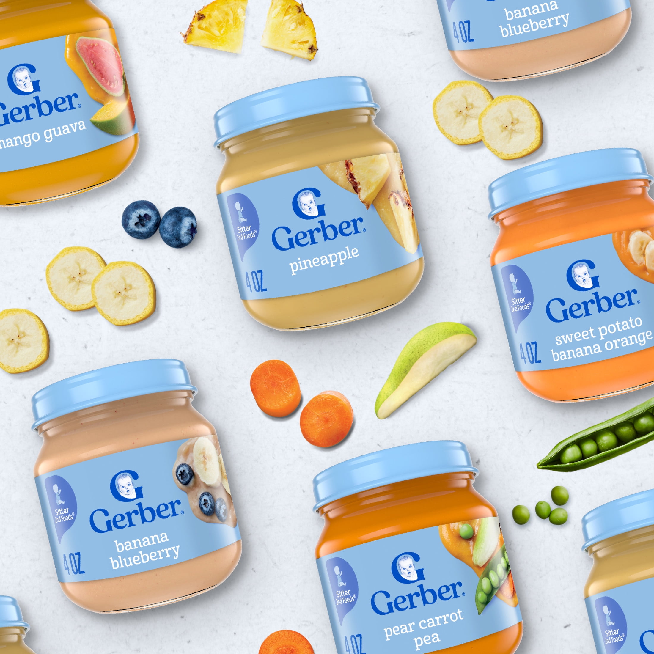 (6 pack) Gerber 2nd Foods Natural for Baby Baby Food, Pear Carrot Pea, 4 oz Jar