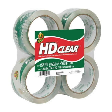 Duck Brand Clear Packaging Tape, 1.88" x 54.6 yds, 4-Pack