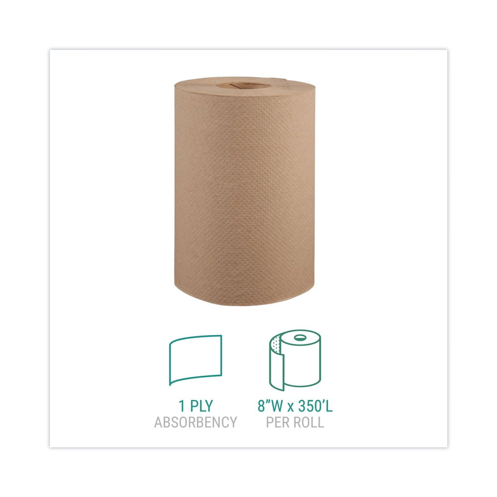 Windsoft WIN108 8 in. x 350 ft. 1-Ply Hardwound Roll Towels - Natural (12 Rolls/Carton)